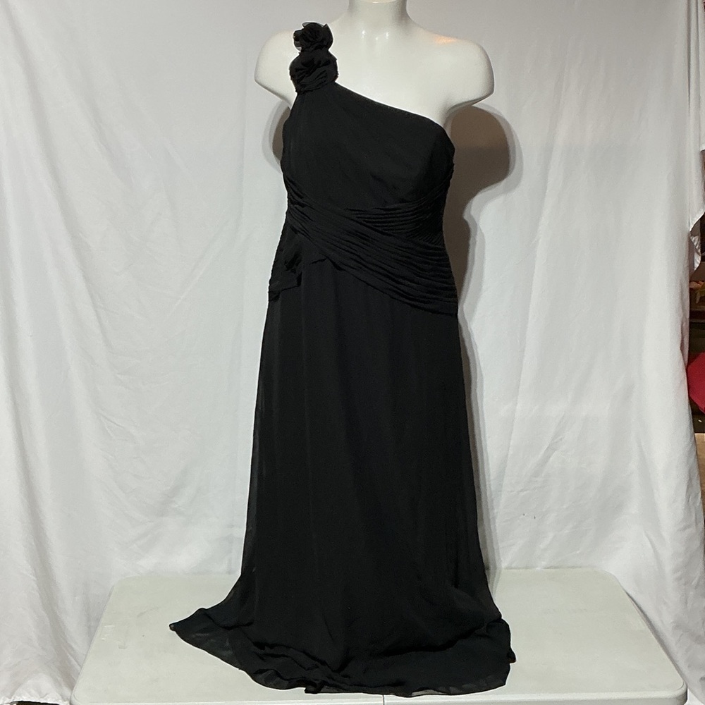 David's Bridal Elegant Black One Shoulder Evening Gown Sz 16